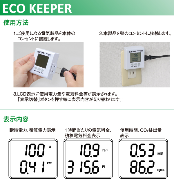 エコキーパー 簡易電力計 ＥＣ－０３Ｎ | 【ミドリ安全】公式通販