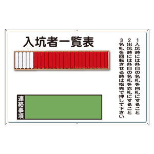 入坑者一覧表 ３９３－４２ （２５名用） 取付用ビス２個 | 【ミドリ