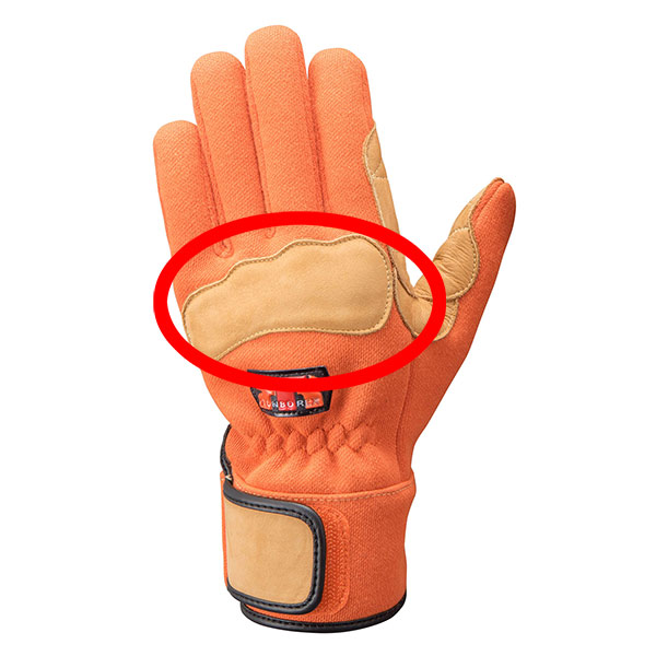 トンボ 牛革製手袋 手の平指先二重 オレンジ CS-302R M   1点